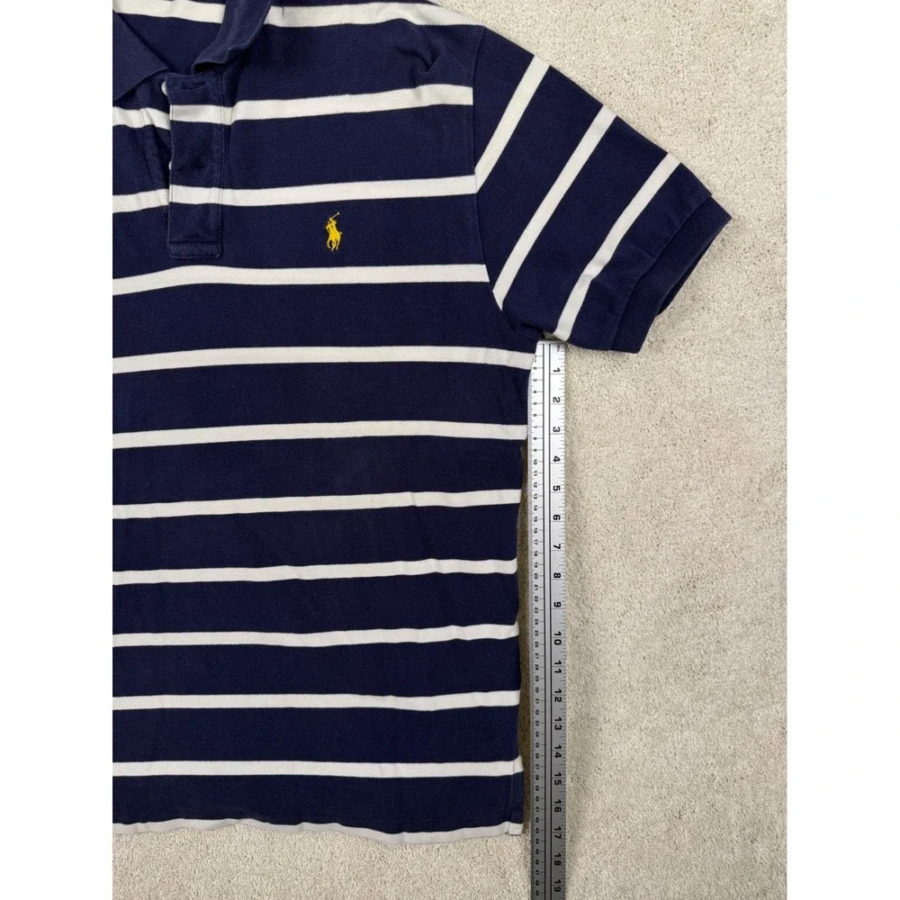 RALPH LAUREN POLO Men's Large Navy Striped Y2K Shirt Preppy 100% Cotton #1430